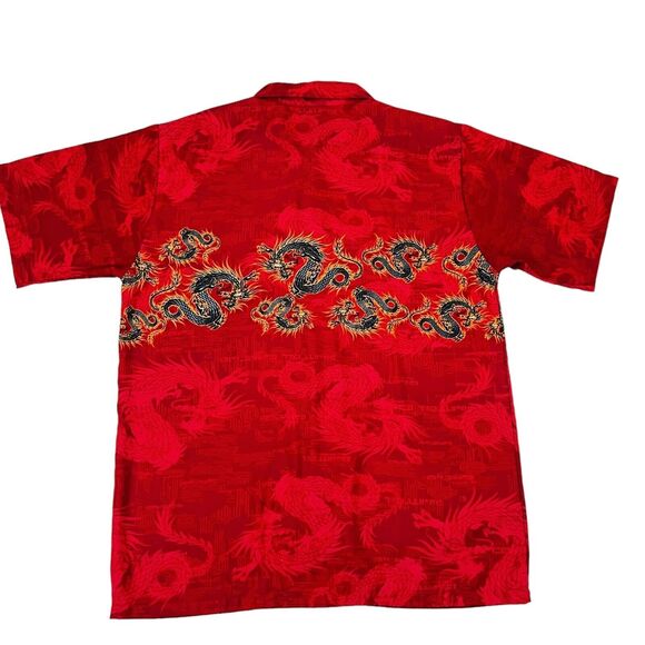 Vtg C-Two 90’s Y2K Dragon Talons Button Down Shirt S/S Jnco Style Sz L Red Black - Picture 5 of 8